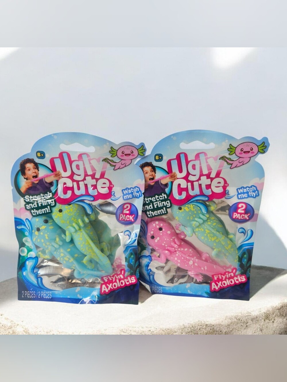 JA-RU UGLY CUTE FLYIN' AXOLOTLS STRETCH FIDGET SENSORY TOYS 2 PACKS